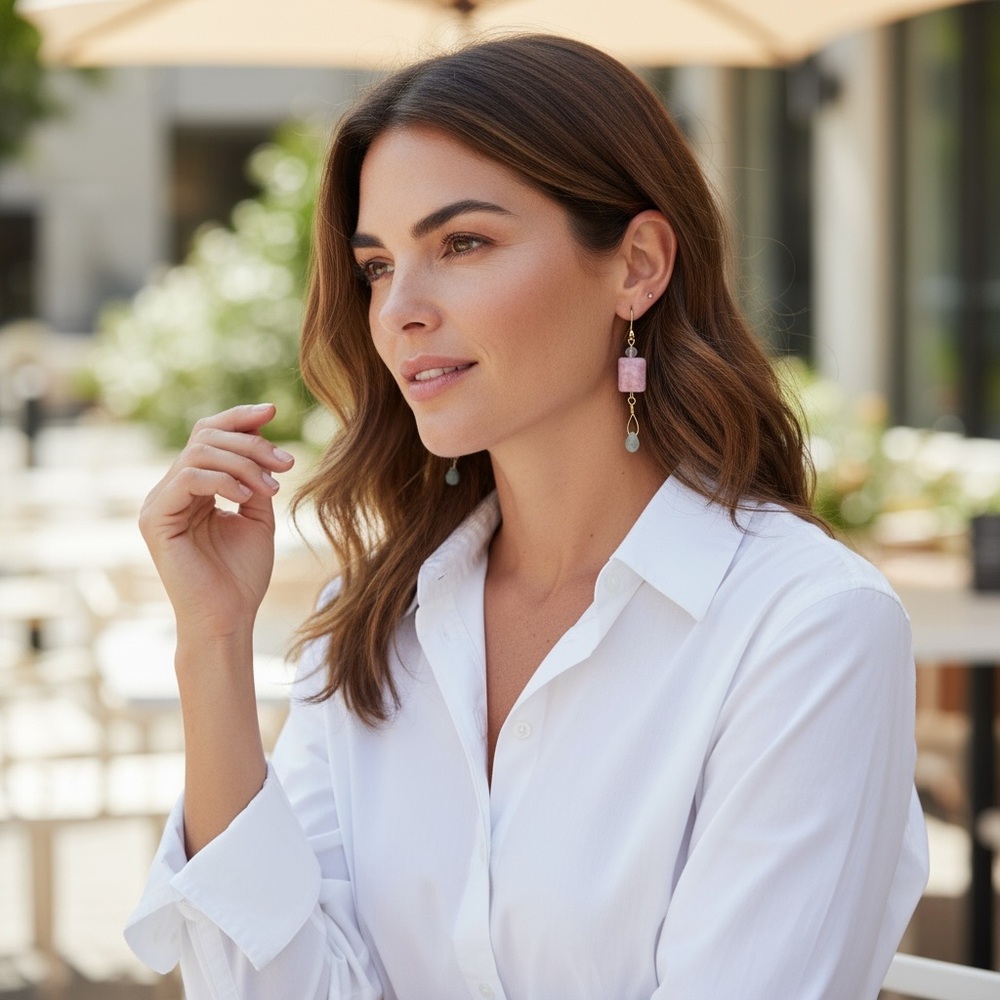 Gemstone Dangle Earrings - image 2